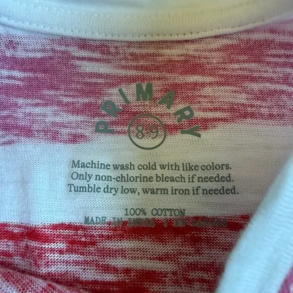 Primary Kids Pink Red Striped Cotton Tank Top Girls 8-9 - Picture 7 of 8